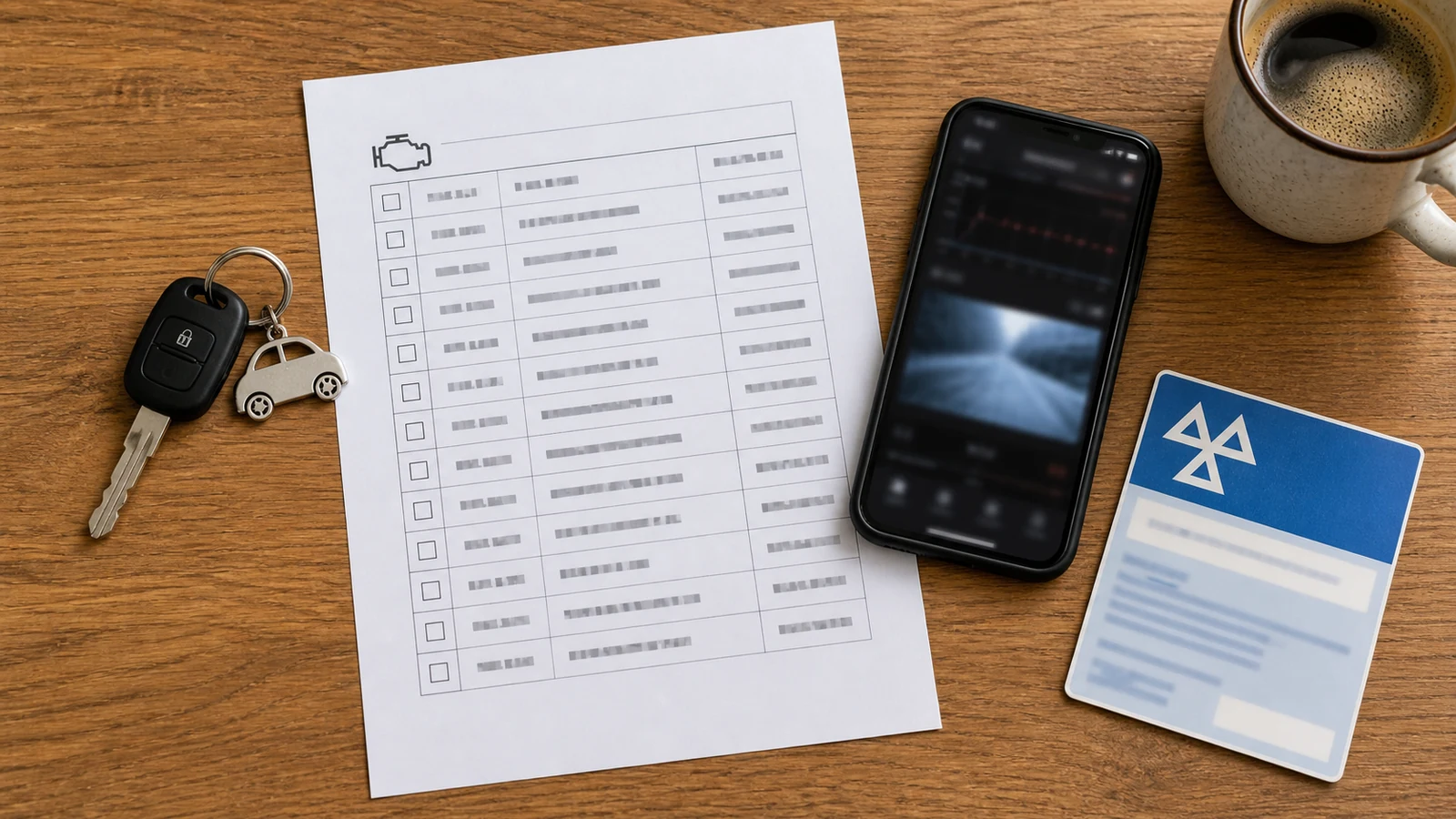 DIY OBD evidence pack with fault-code notes prepared for a UK garage visit